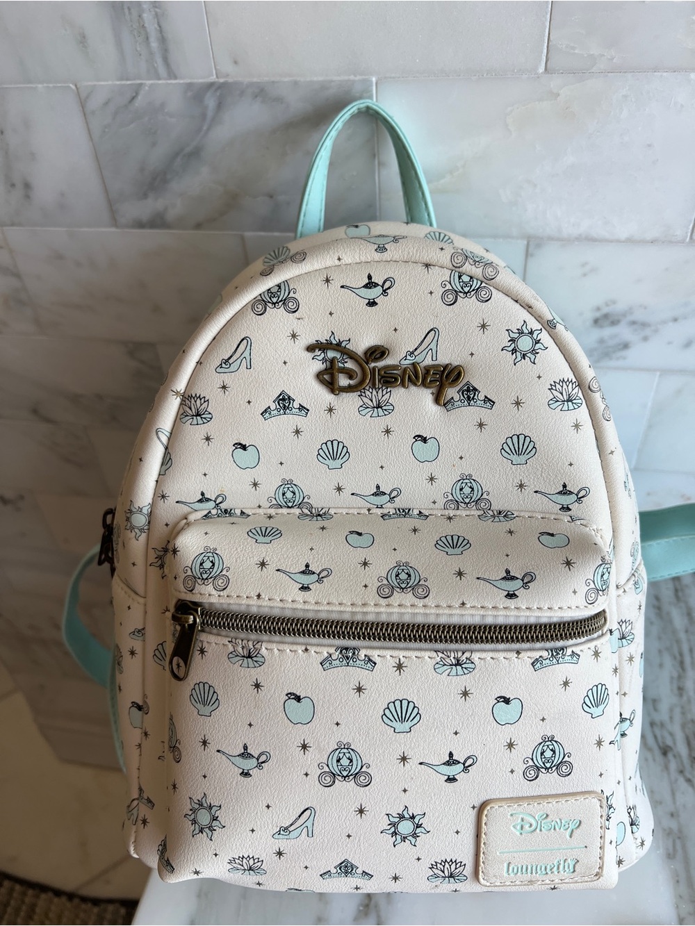 Disney Cinderella Loungefly backpack with Mint and bronze accents